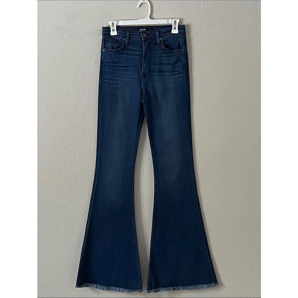 Like New!βJust Black Denim High Waisted Wide Leg Raw Hem Dark Wash in 27